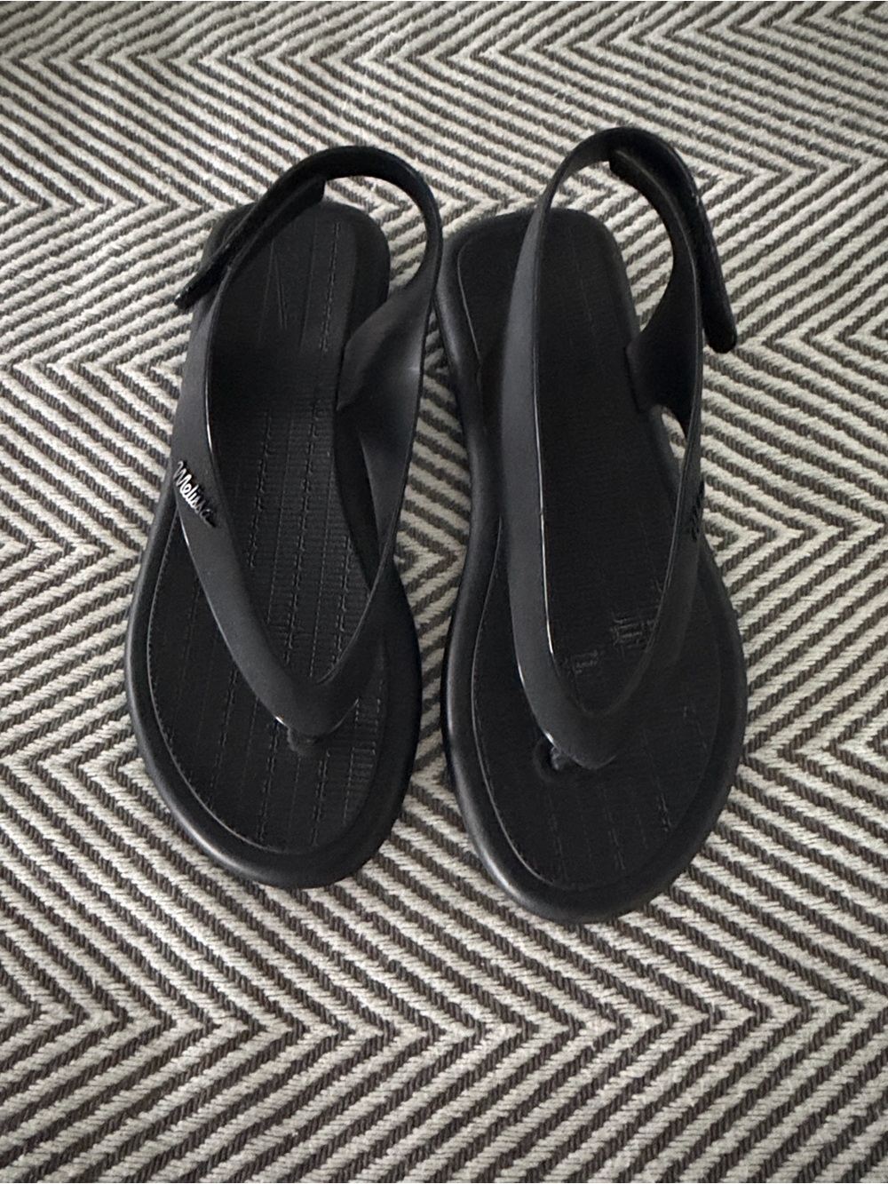 Melissa Sun Samba Black Slingback Thong Sandals